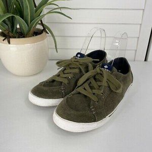 Sperry Top-Sider Lounge Corduroy Sneaker Olive Green Boat Shoe Women's Size 10